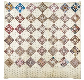 19th c Geometric Pieced Quilt