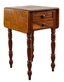 19th c Vermont Birdseye Maple Work Table