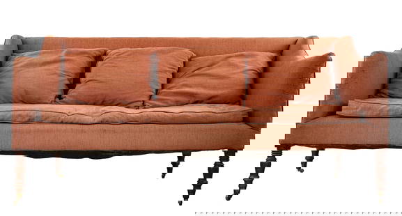 19th c Sheraton country sofa: 19th c Sheraton country sofa 36 x 75 x 30" 19" to seat overall good condition wear to upholstery