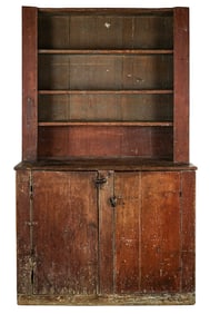 18th c Pine Stepback Cupboard