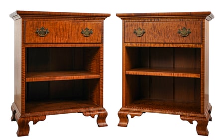 Pair of Bench made Chippendale style bedside stands