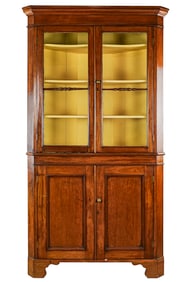 19th c Walnut Corner Cupboard
