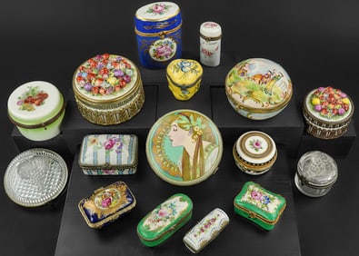 Collection of Porcelain and Glass Dresser Boxes