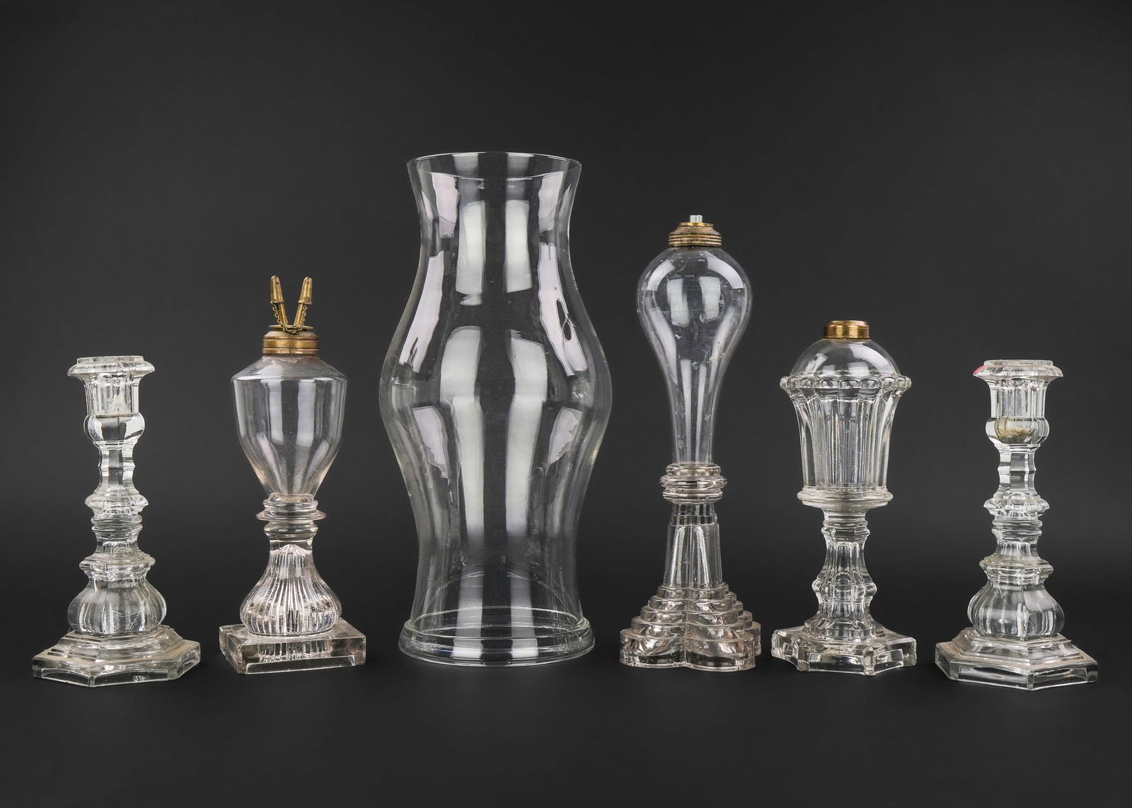 6 pcs. Early 19th c. Glass Lighting (1 of 4)