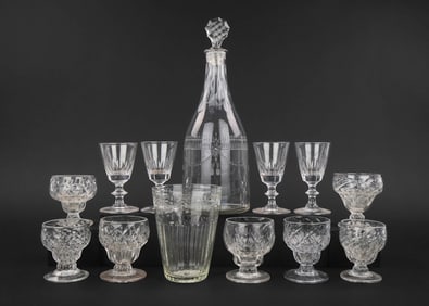 13 pcs. Early Blown Glass Tableware