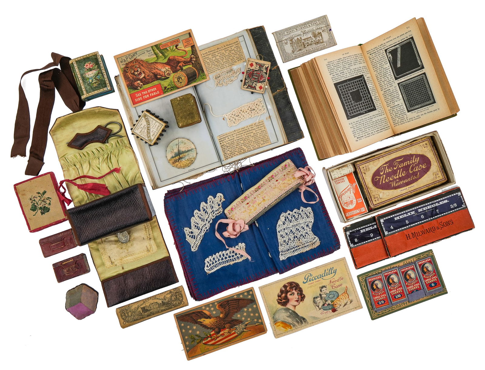 Sewing Roll Up, Needles, Tatting Sampler (1 of 14)