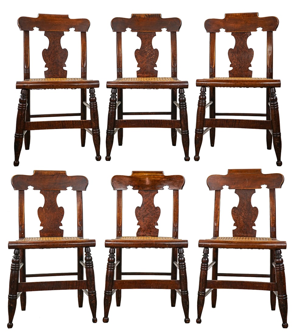 Set of Six 19th c Maple Lyre Back chairs (1 of 5)