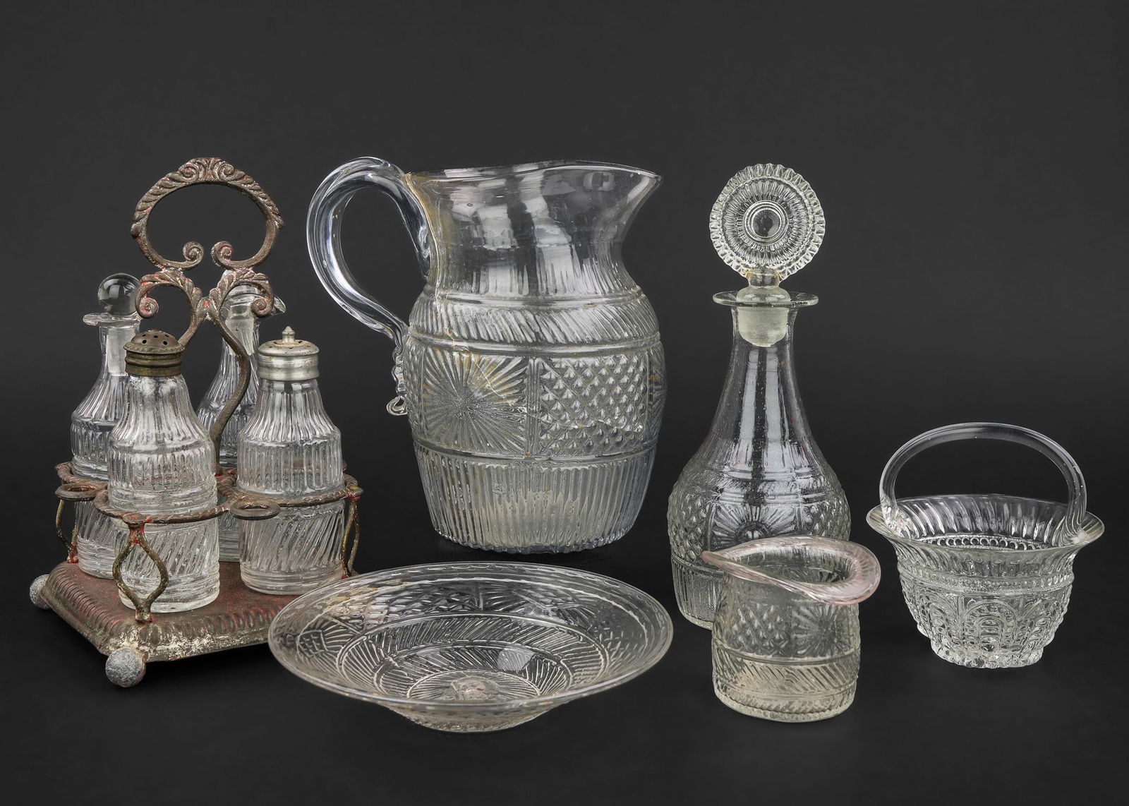 6 pcs. Early Geometric Mold Blown Glass (1 of 9)