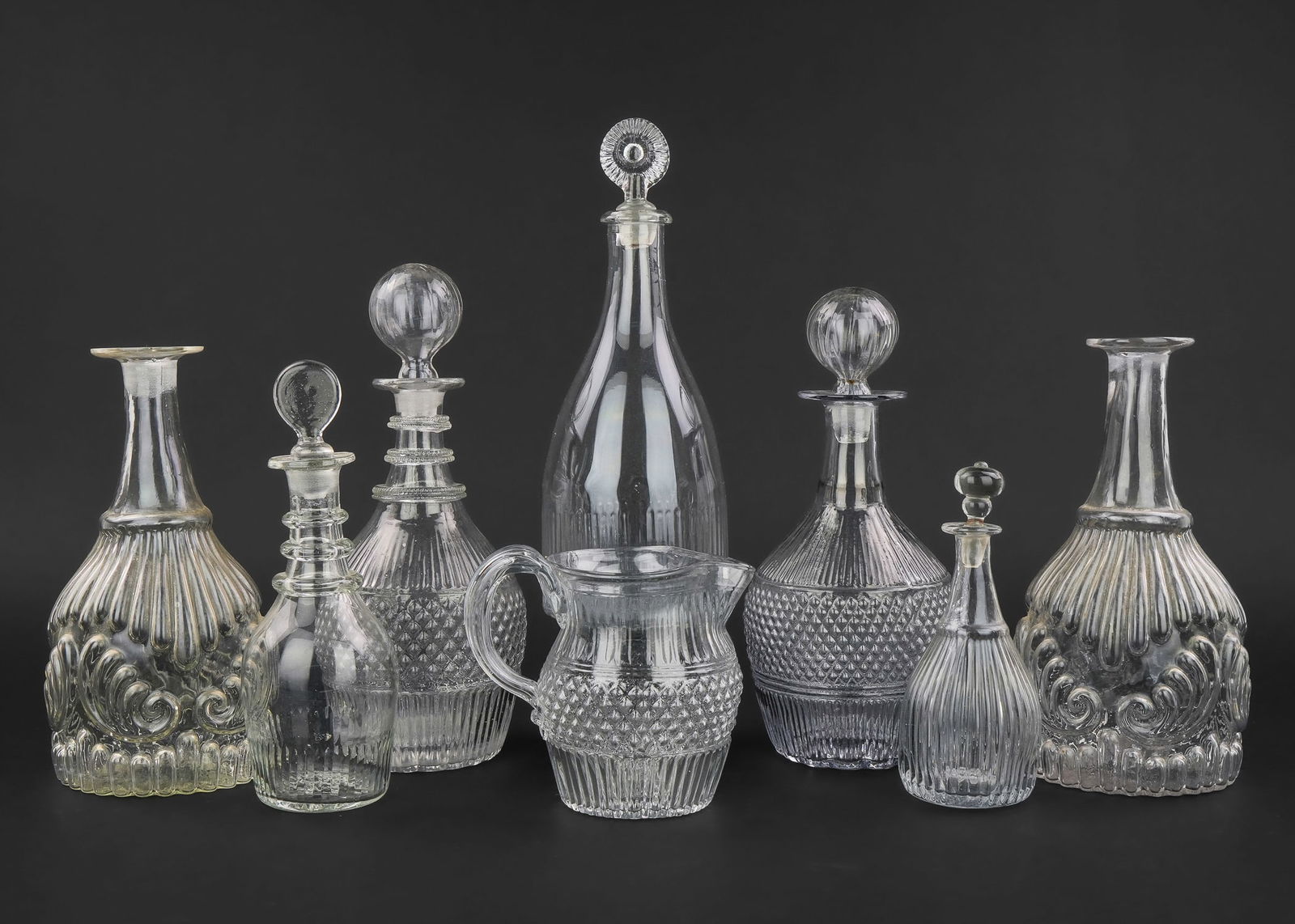 8 pcs. Early Mold Blown Glass Tableware (1 of 1)