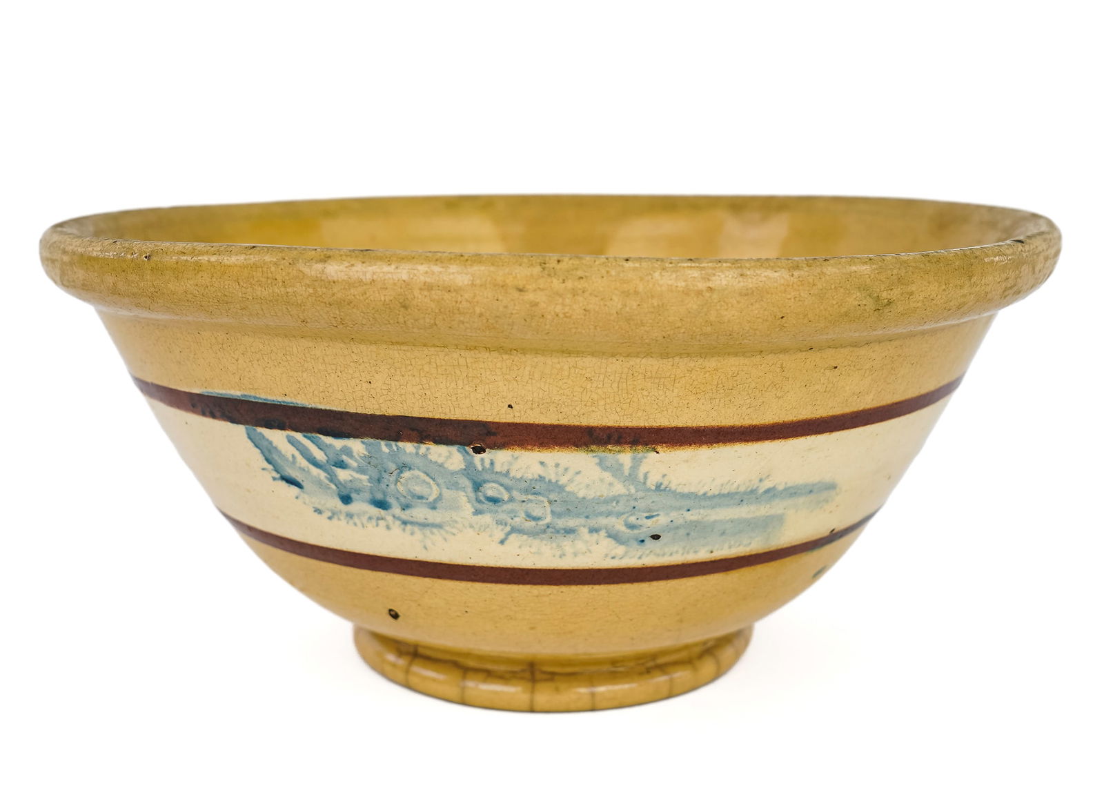 Yellowware Dendrite Seaweed Decorated Bowl (1 of 6)