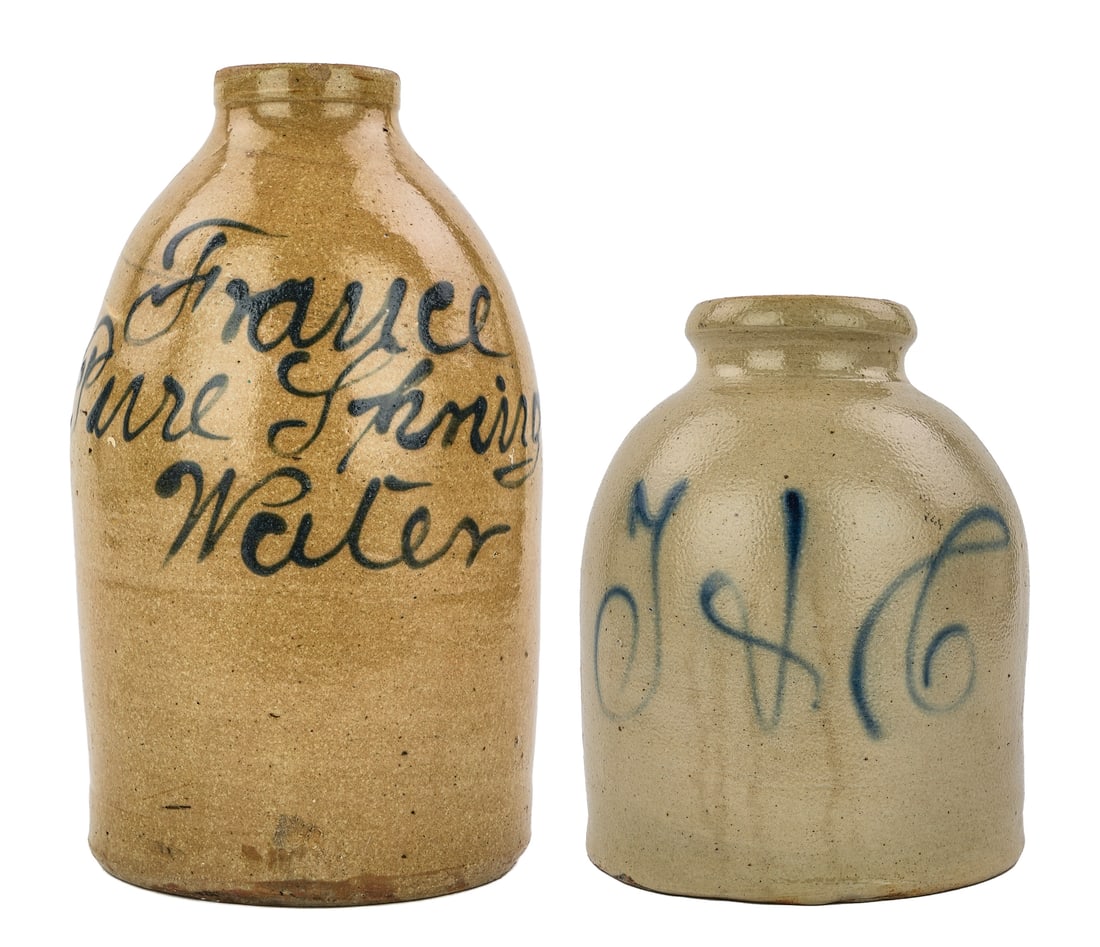 Two 19th c Wide Mouth Stoneware Jars (1 of 7)