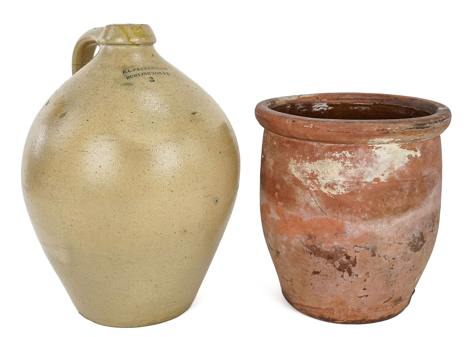 Farrar Ovoid Jug, Unsigned Redware Crock (1 of 6)