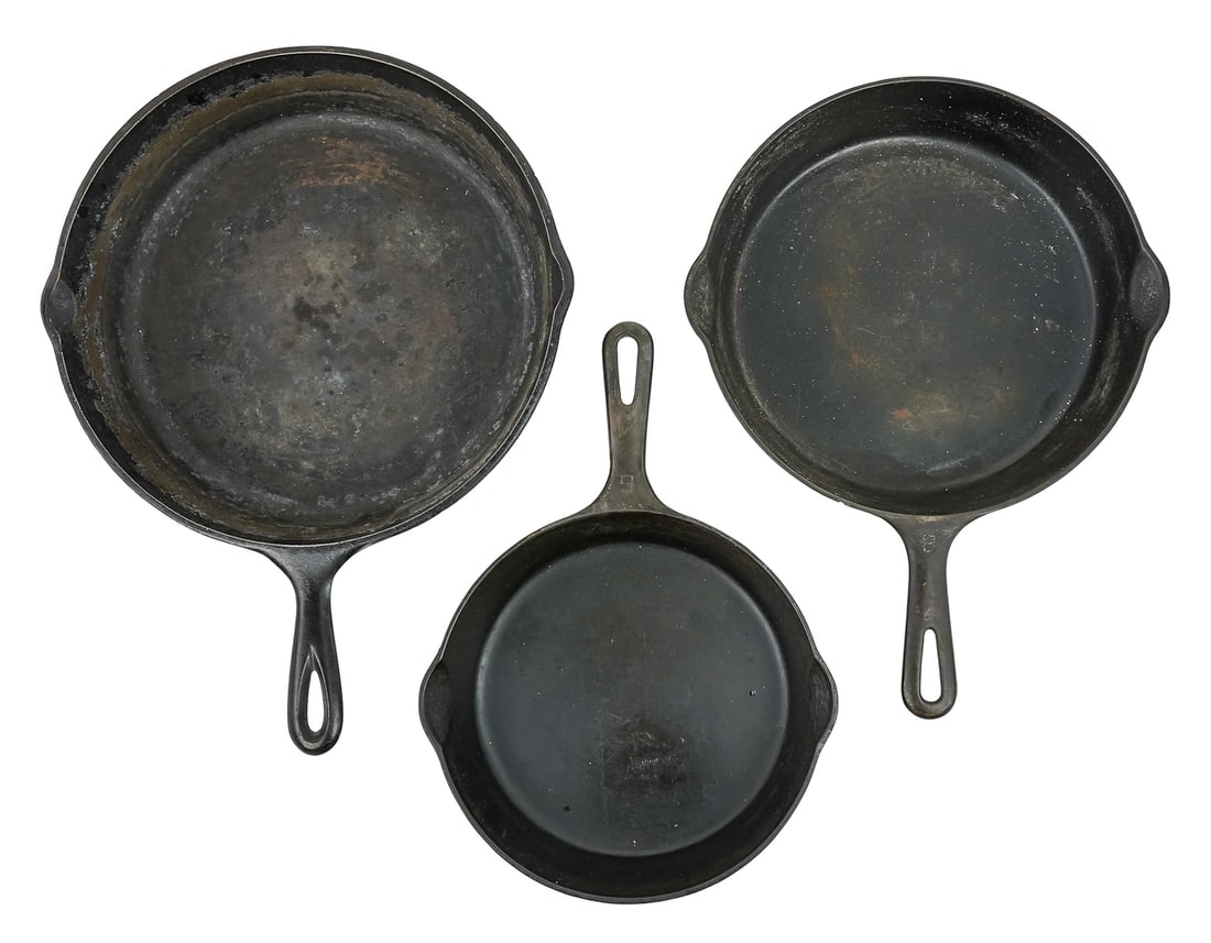 Three Early 20th c Cast Iron Skillets (1 of 6)