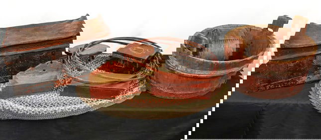 Wooden Tub, Leather Trunk, Boxes, Rug