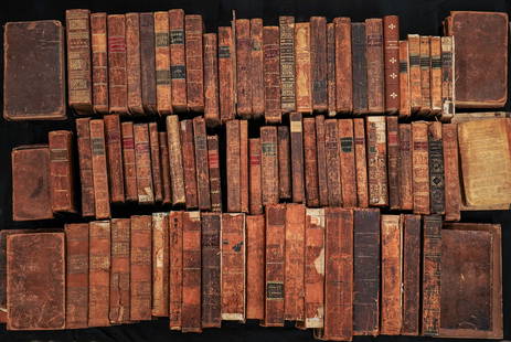 19th c Leather Bound Books: 19th c leather bound books (89 pcs), various topics, varying condition
