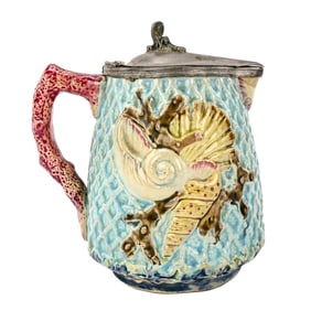Fielding & Co. Majolica Shell and Fish Pitcher