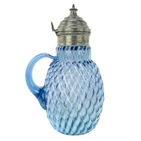Buckeye Glass Co. Blue Opalescent Syrup Pitcher