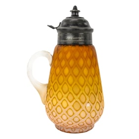 Consolidated Glass “Sunshine Hue?? Cased Syrup Pitcher