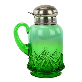 Northwood Emerald and Opalescent EAPG Syrup Pitcher