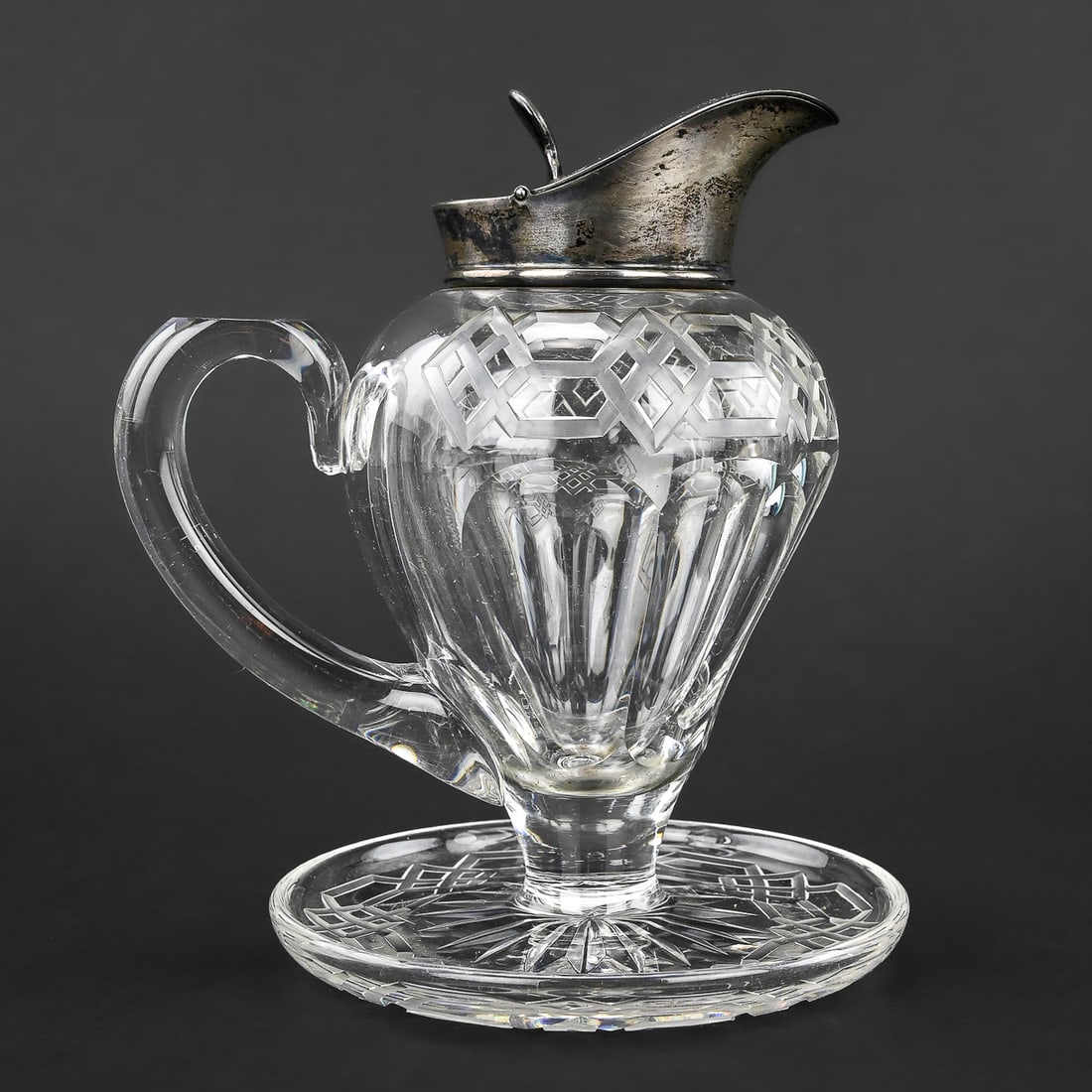 ABCG Cut Glass Syrup Pitcher with Sterling Lid (1 of 7)