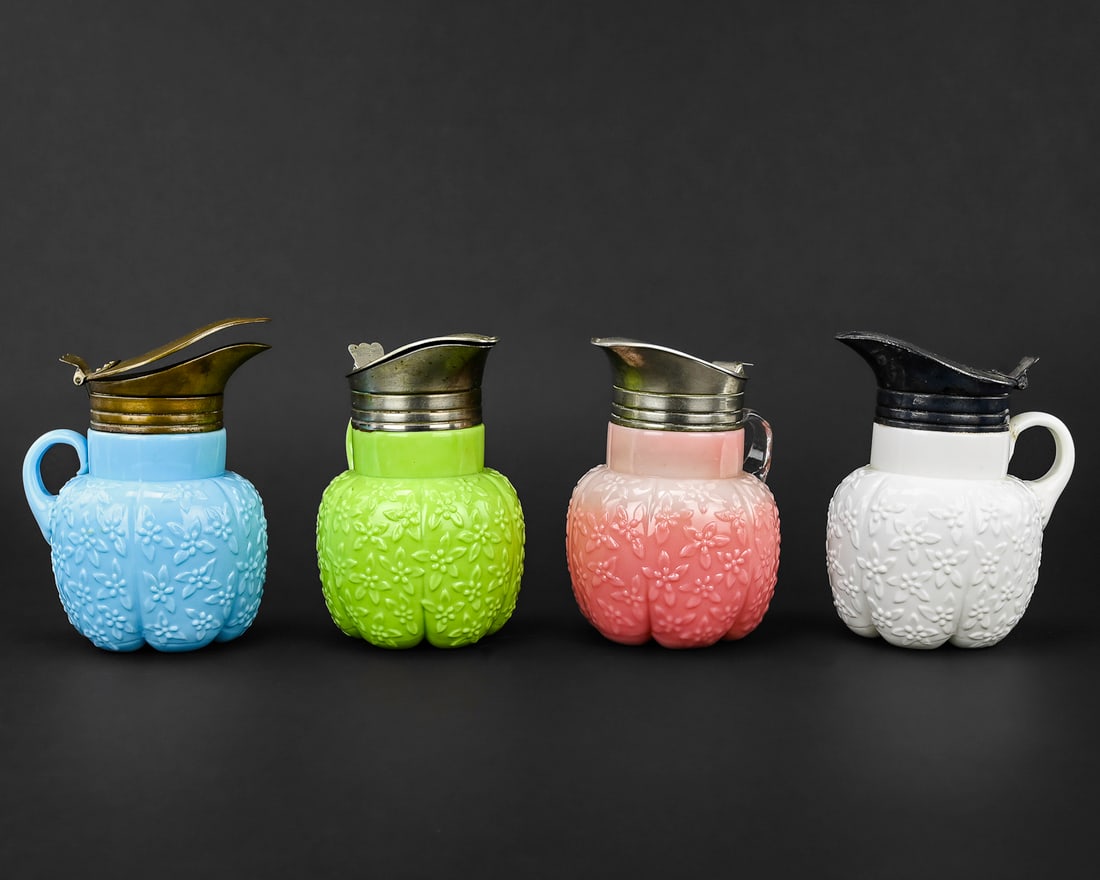 Set of 4 Victorian Lobed Glass Syrup Pitchers (1 of 7)