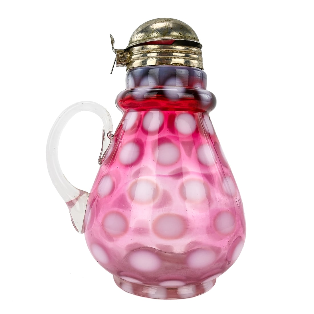 Hobbs Cranberry Opalescent Coin Dot Syrup Pitcher (1 of 6)