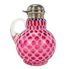 Fenton Cranberry Opalescent Honeycomb Syrup Pitcher