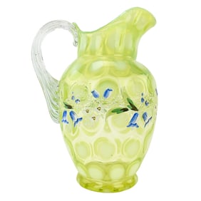 Fenton Uranium Glass Coin Spot Pitcher