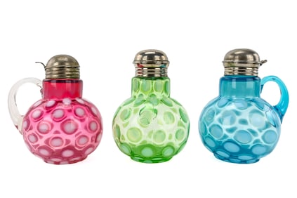 Set of 3 EAPG Coin Spot Syrup Pitchers