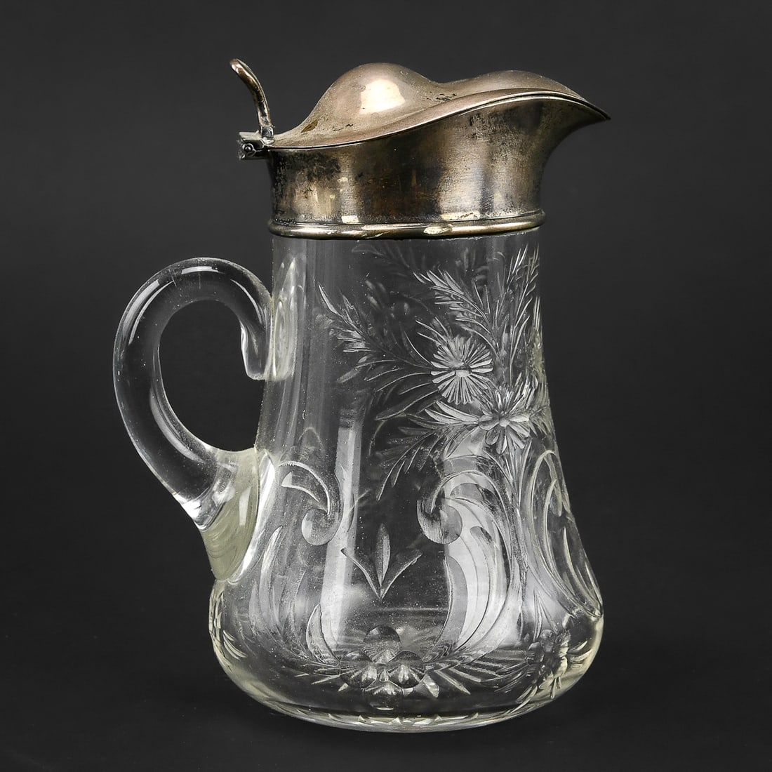 Gorham Cut Glass Syrup Pitcher with Sterling Lid (1 of 7)