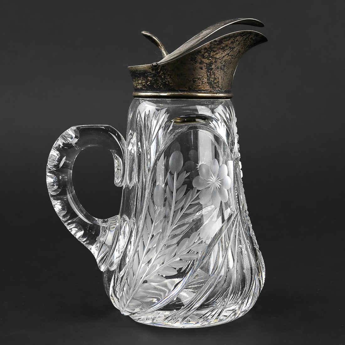 ABCG Cut Glass Syrup Pitcher with Sterling Lid (1 of 7)