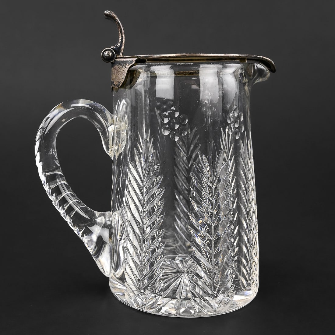 Tiffany Cut Glass Syrup Pitcher with Sterling Monogrammed Lid (1 of 6)