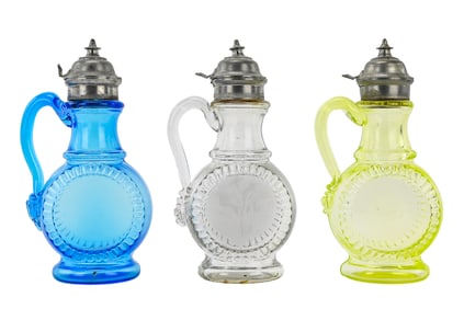 3 Central No. 731 “Pilgrim?? Syrup Pitchers