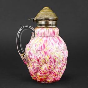 Northwood Spatter Cased Glass Syrup Pitcher