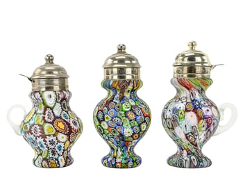 3 Murano Glass Syrup Pitchers by Fratelli Toso