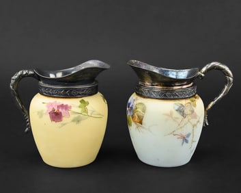 Freehand Decorated Opaque Glass Creamers