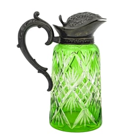 9 Hand-Painted Molded Milk Glass Syrup Pitchers