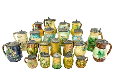 22 Majolica Pottery Pieces Including Wedgwood