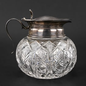 Gorham Sterling & Cut Glass Syrup Pitcher