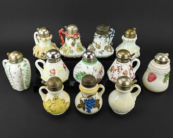 12 Milk Glass Creamers & Syrups