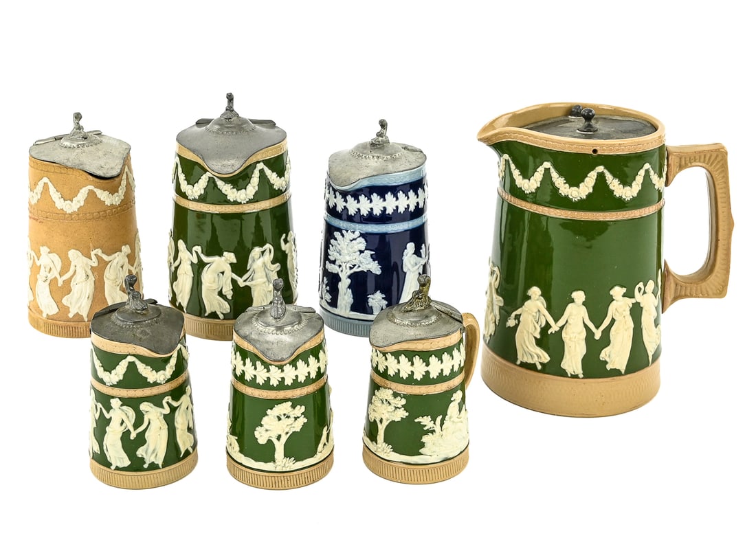 7 Pcs Copeland Late Spode “Dancing Hours?? Glazed Jasperware (1 of 11)