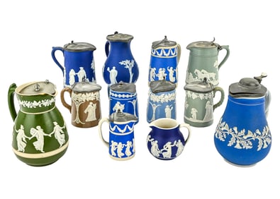 12 Pcs. Jasperware Syrups & Creamers