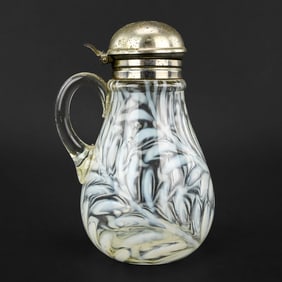 Daisy & Fern White Opalescent Syrup Pitcher