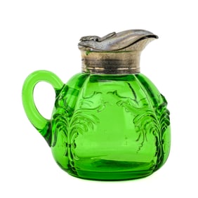 c.1888 Emerald Green Pressed Glass Pitcher