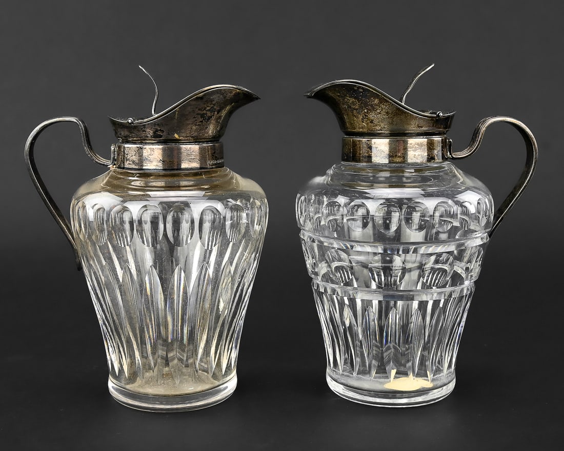 Pair of Sterling Silver & Cut Glass Syrup Pitchers (1 of 11)