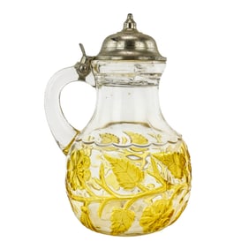 Pressed Glass Amber Syrup Pitcher