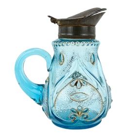 Blue Syrup Pitcher with Gilt Decoration