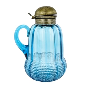 Blue Opalescent EAPG Syrup Pitcher
