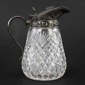 Dorflinger Cut Glass Syrup Pitcher