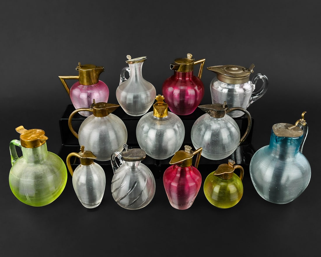 13 Pressed Art Glass Syrup Pitchers (1 of 12)